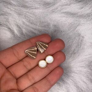 Elegant Vintage Brown and White opal inspired Earrings Set